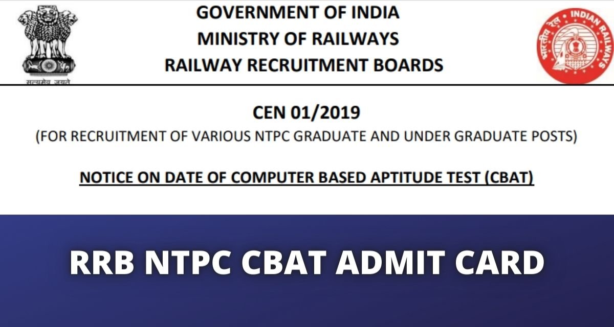 RRB NTPC CBAT Admit Card 2022